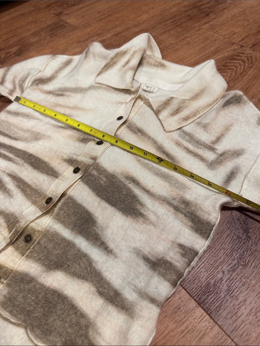 Pilcro Cream and Tan Striped Button-Up Cardigan - Picture 8 of 9